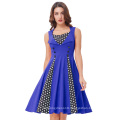 Belle Poque Women's Polka Dot Retro Vintage 50s Style Blue Cocktail Party Swing Dress BP000282-2